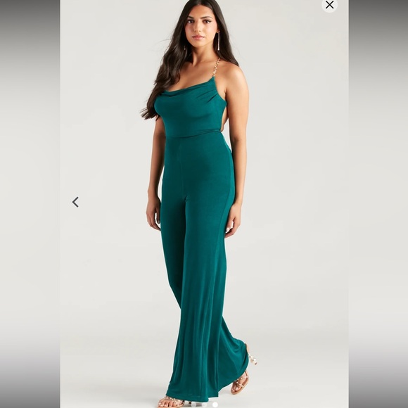 Elegant Teal Jumpsuit - Picture 3 of 5